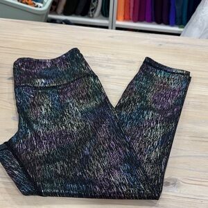 ZYIA Black Metallic Sparkle womans Leggings with Iridescent Hues